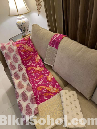 PURE KHADDI COTTON SCREEN PRINT 3PIC (সেলাই ছাড়া)